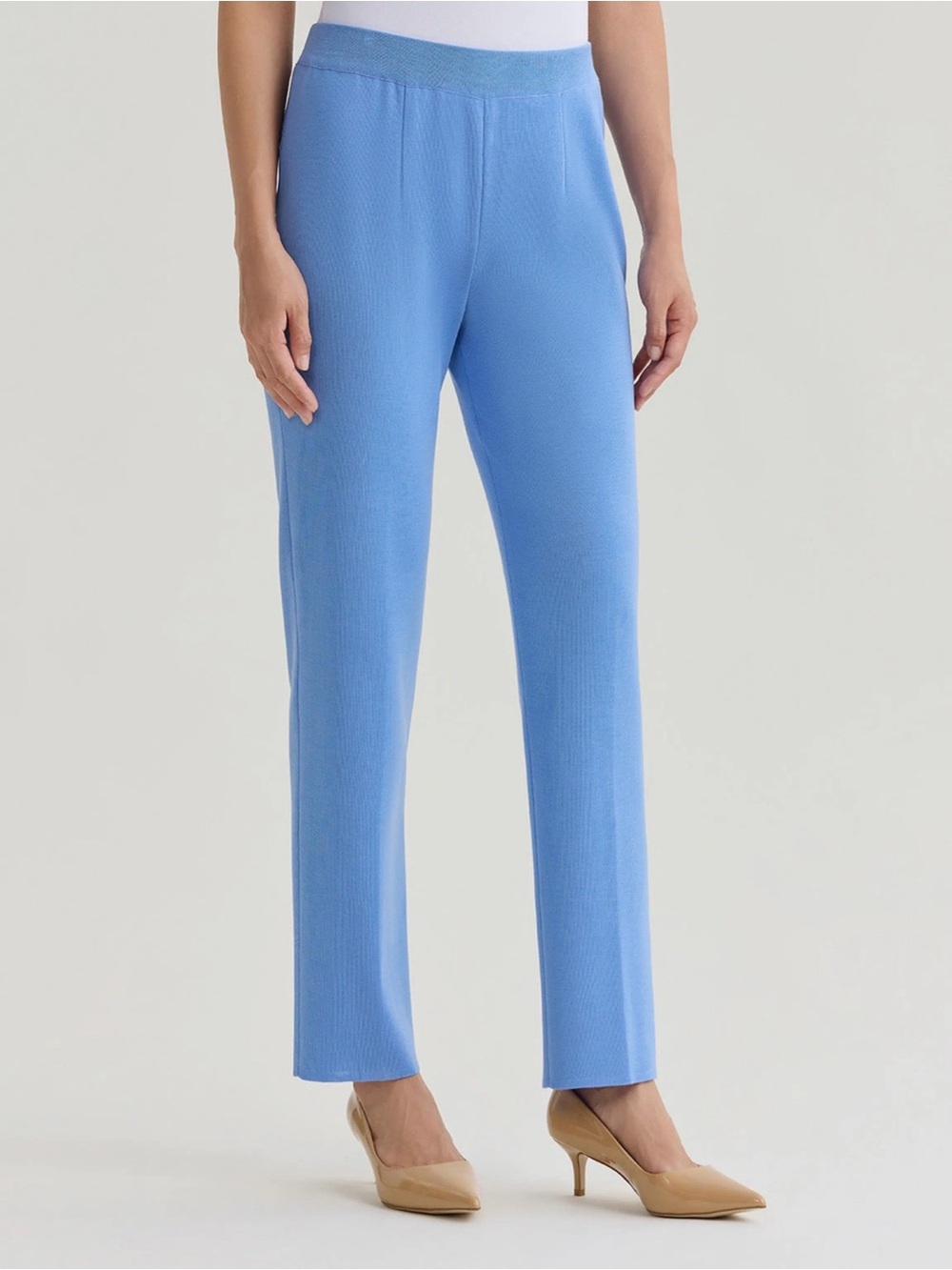 Exclusively Misook women’s slim pants in Pacific Blue Size M NWT Liquid Knit